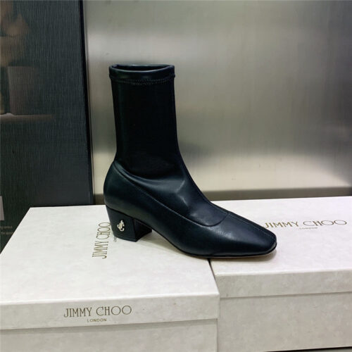 High Quality Luxury Jimmy Choo Logo Block Heel Square Toe Ankle Boots – Style 91831 product detail