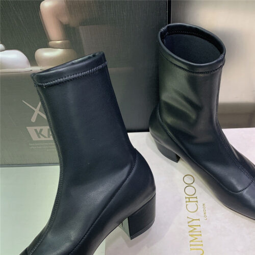High Quality Luxury Jimmy Choo Logo Block Heel Square Toe Ankle Boots – Style 91831 product detail