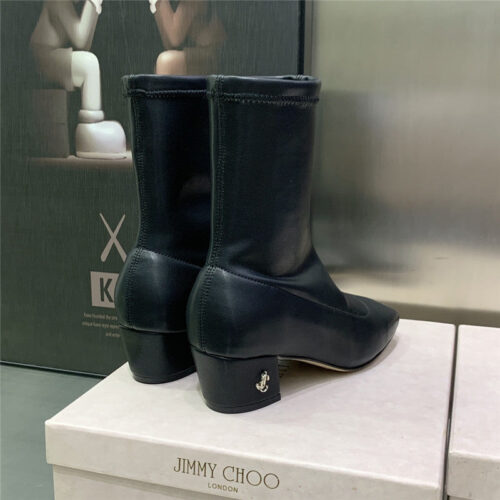 High Quality Luxury Jimmy Choo Logo Block Heel Square Toe Ankle Boots – Style 91831 product detail