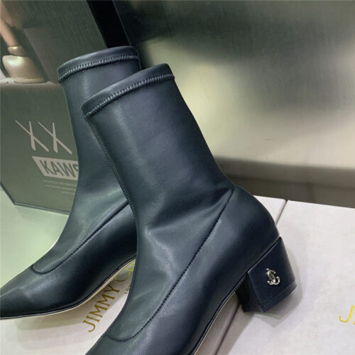 High Quality Luxury Jimmy Choo Logo Block Heel Square Toe Ankle Boots – Style 91831 product detail