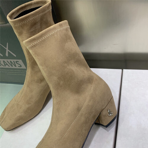 High Quality Luxury Jimmy Choo Logo Block Heel Square Toe Ankle Boots product detail
