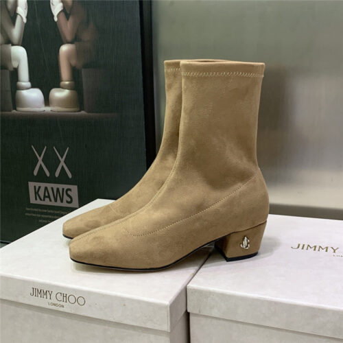 High Quality Luxury Jimmy Choo Logo Block Heel Square Toe Ankle Boots product detail