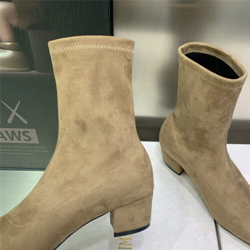 High Quality Luxury Jimmy Choo Logo Block Heel Square Toe Ankle Boots product detail