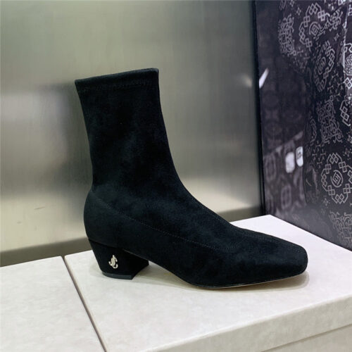 High Quality Luxury Jimmy Choo Logo Block Heel Square Toe Ankle Boots – Style 53975 product detail
