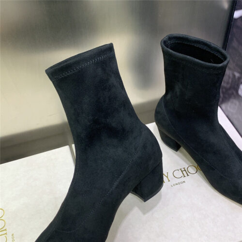 High Quality Luxury Jimmy Choo Logo Block Heel Square Toe Ankle Boots – Style 53975 product detail