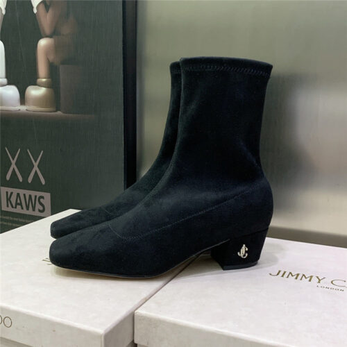 High Quality Luxury Jimmy Choo Logo Block Heel Square Toe Ankle Boots – Style 53975 product detail