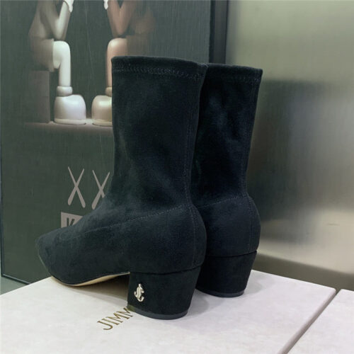 High Quality Luxury Jimmy Choo Logo Block Heel Square Toe Ankle Boots – Style 53975 product detail