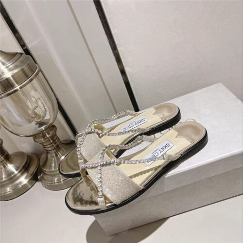 High Quality Luxury Jimmy Choo Strappy Rhinestone Slides – Style 36727 product detail