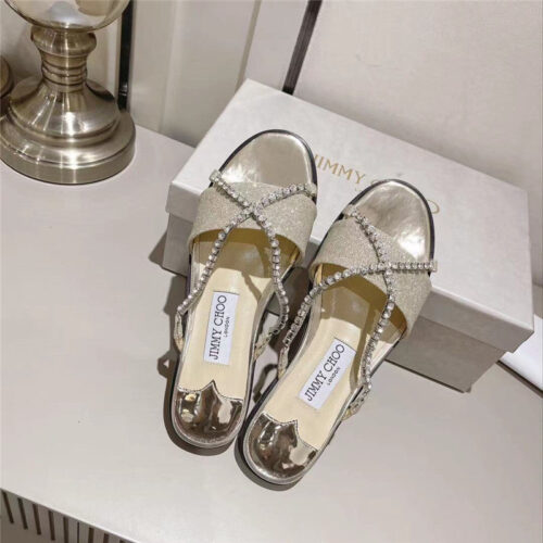 High Quality Luxury Jimmy Choo Strappy Rhinestone Slides – Style 36727 product detail