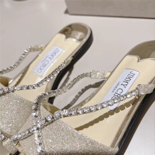 High Quality Luxury Jimmy Choo Strappy Rhinestone Slides – Style 36727 product detail