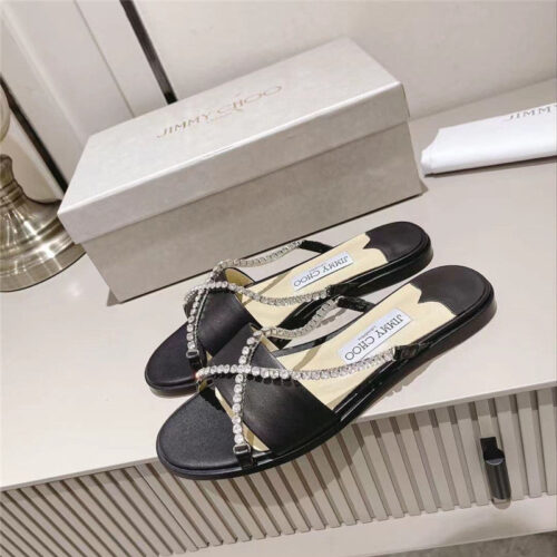 High Quality Luxury Jimmy Choo Strappy Rhinestone Slides – Style 98871 product detail