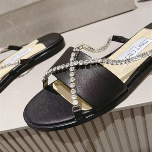High Quality Luxury Jimmy Choo Strappy Rhinestone Slides – Style 98871 product detail