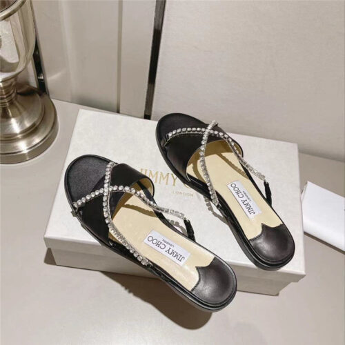 High Quality Luxury Jimmy Choo Strappy Rhinestone Slides – Style 98871 product detail