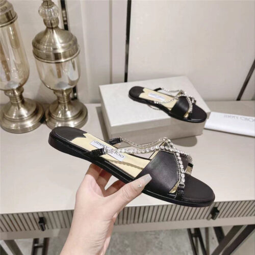 High Quality Luxury Jimmy Choo Strappy Rhinestone Slides – Style 98871 alternate view