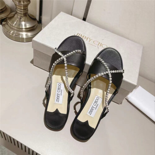 High Quality Luxury Jimmy Choo Strappy Rhinestone Slides – Style 98871 product detail