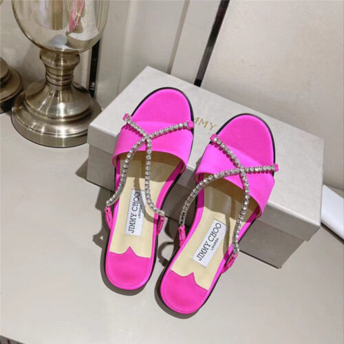 High Quality Luxury Jimmy Choo Strappy Rhinestone Slides product detail