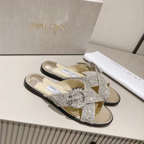 High Quality Luxury Jimmy Choo Rhinestone C Buckle Slides – Style 02167