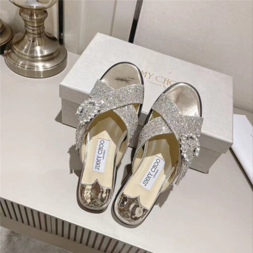 High Quality Luxury Jimmy Choo Rhinestone C Buckle Slides – Style 02167 product detail