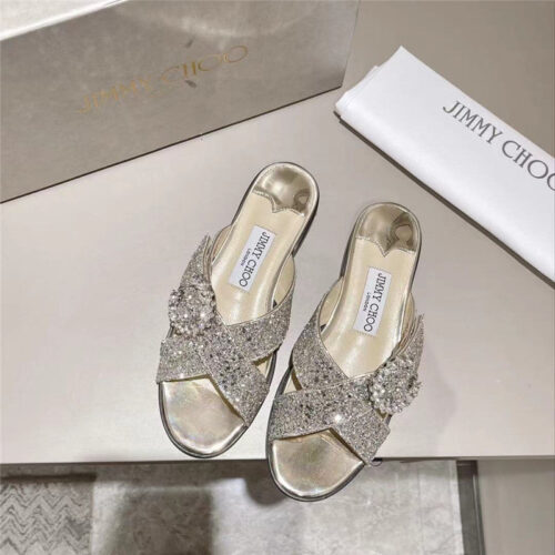 High Quality Luxury Jimmy Choo Rhinestone C Buckle Slides – Style 02167 product detail