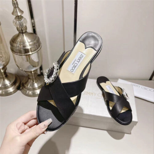 High Quality Luxury Jimmy Choo Rhinestone C Buckle Slides – Style 07255 product detail