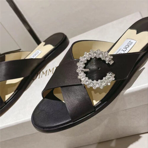 High Quality Luxury Jimmy Choo Rhinestone C Buckle Slides – Style 07255 product detail