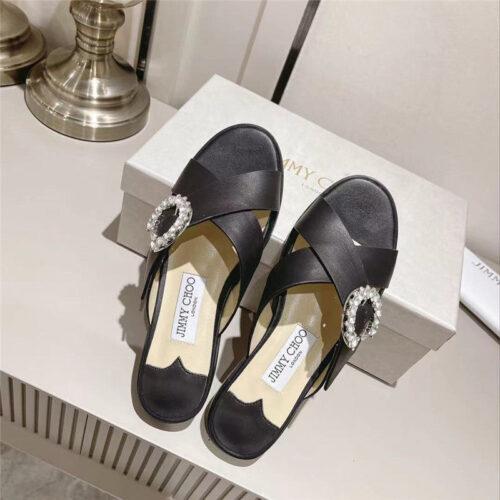 High Quality Luxury Jimmy Choo Rhinestone C Buckle Slides – Style 07255 product detail