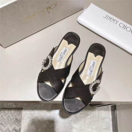 High Quality Luxury Jimmy Choo Rhinestone C Buckle Slides – Style 07255 product detail