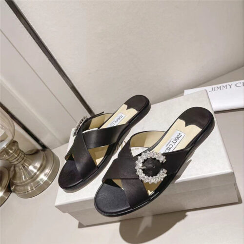 High Quality Luxury Jimmy Choo Rhinestone C Buckle Slides – Style 07255 product detail