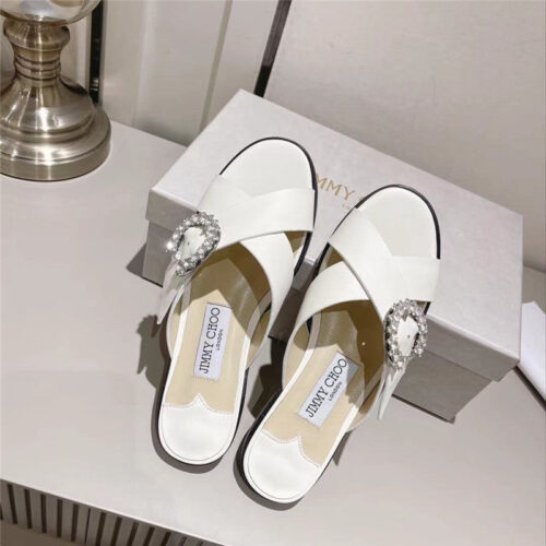 High Quality Luxury Jimmy Choo Rhinestone C Buckle Slides product detail