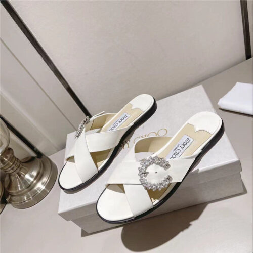 High Quality Luxury Jimmy Choo Rhinestone C Buckle Slides product detail