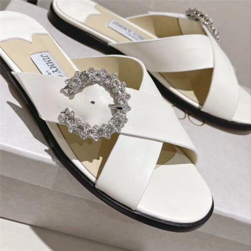 High Quality Luxury Jimmy Choo Rhinestone C Buckle Slides product detail