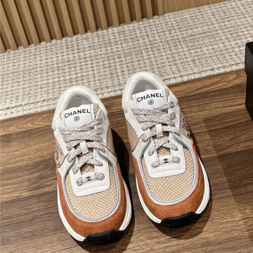High Quality Luxury Chanel Tweed Stitching Casual Sneakers – Style 42086 product detail
