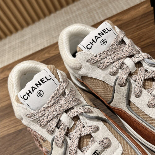 High Quality Luxury Chanel Tweed Stitching Casual Sneakers – Style 42086 product detail