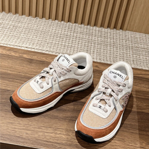 High Quality Luxury Chanel Tweed Stitching Casual Sneakers – Style 42086