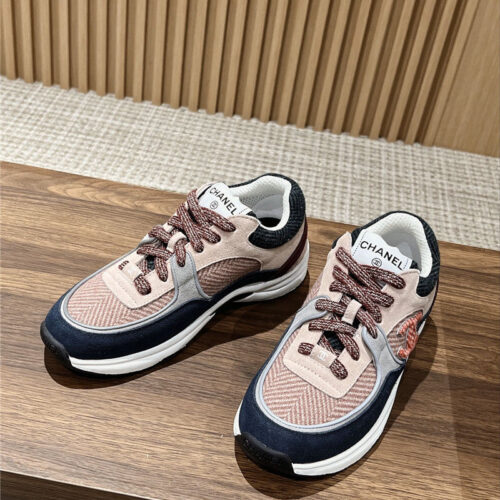 High Quality Luxury Chanel Tweed Stitching Casual Sneakers – Style 38694