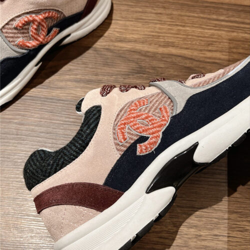 High Quality Luxury Chanel Tweed Stitching Casual Sneakers – Style 38694 product detail