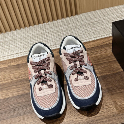 High Quality Luxury Chanel Tweed Stitching Casual Sneakers – Style 38694 product detail