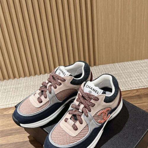 High Quality Luxury Chanel Tweed Stitching Casual Sneakers – Style 38694 product detail