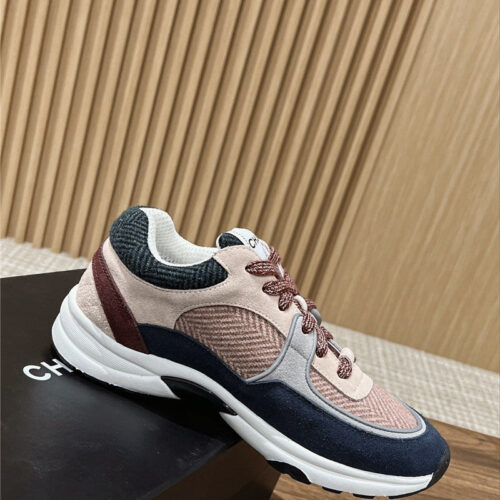 High Quality Luxury Chanel Tweed Stitching Casual Sneakers – Style 38694 product detail