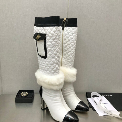 High Quality Luxury Chanel Colorblock Classic Embroidered Long Boots – Style 72422