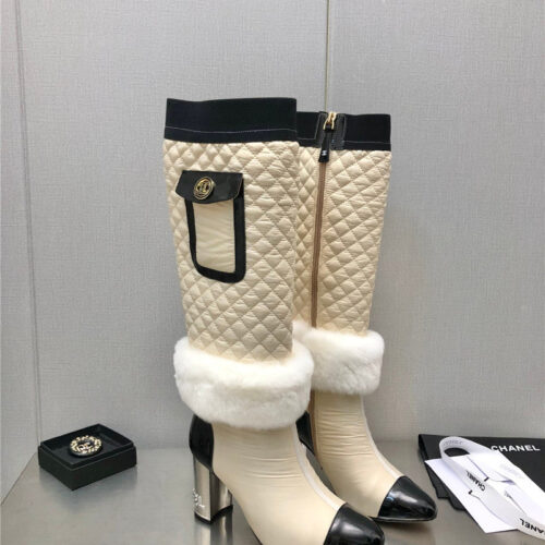 High Quality Luxury Chanel Colorblock Classic Embroidered Long Boots