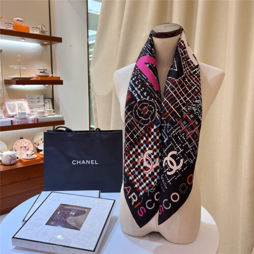 High Quality Luxury Chanel Logo Square Silk Scarf – Style 25120