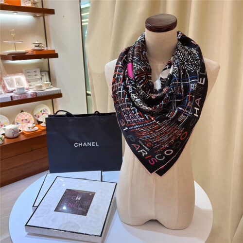 High Quality Luxury Chanel Logo Square Silk Scarf – Style 25120 product detail