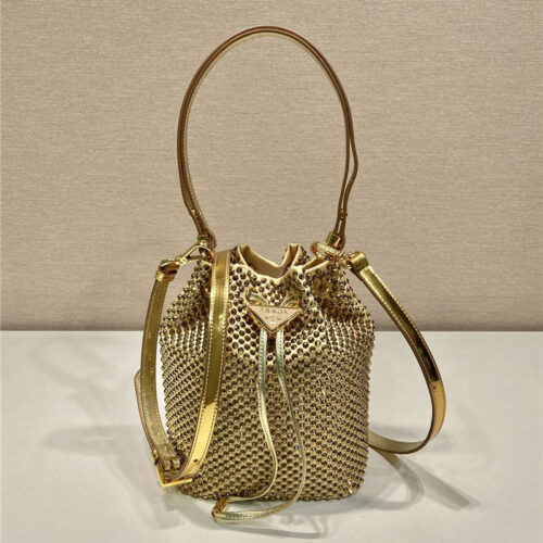 High Quality Luxury Prada Crystal Bucket Bag