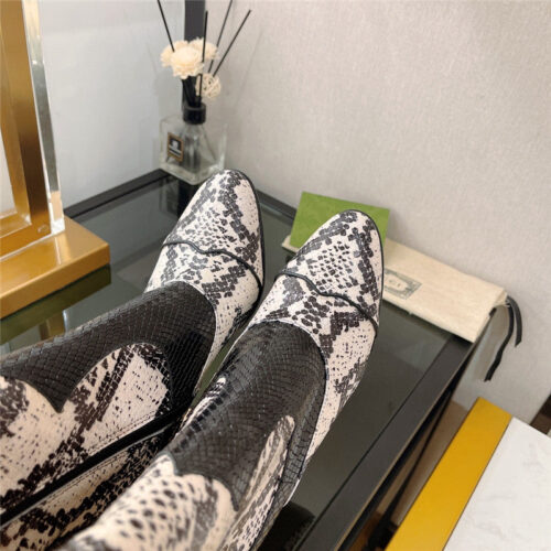 High Quality Luxury Gucci High Heel Python Print Boots – Style 89587 product detail