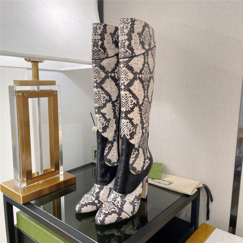 High Quality Luxury Gucci High Heel Python Print Boots – Style 89587 alternate view