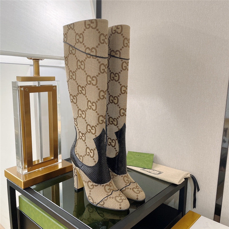 High Quality Luxury Gucci High Heel Python Print Boots