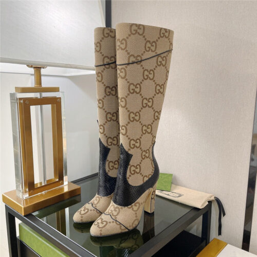 High Quality Luxury Gucci High Heel Python Print Boots alternate view