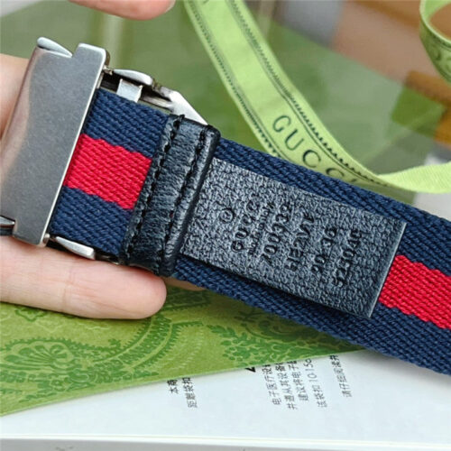High Quality Luxury Gucci Webbing Belt With Rectangular Buckle – Style 39174 product detail