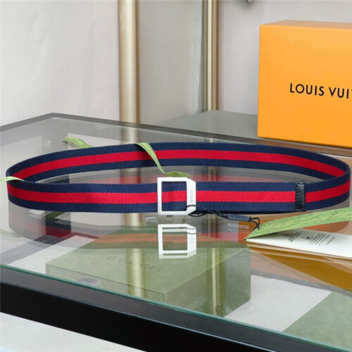 High Quality Luxury Gucci Webbing Belt With Rectangular Buckle – Style 39174 product detail